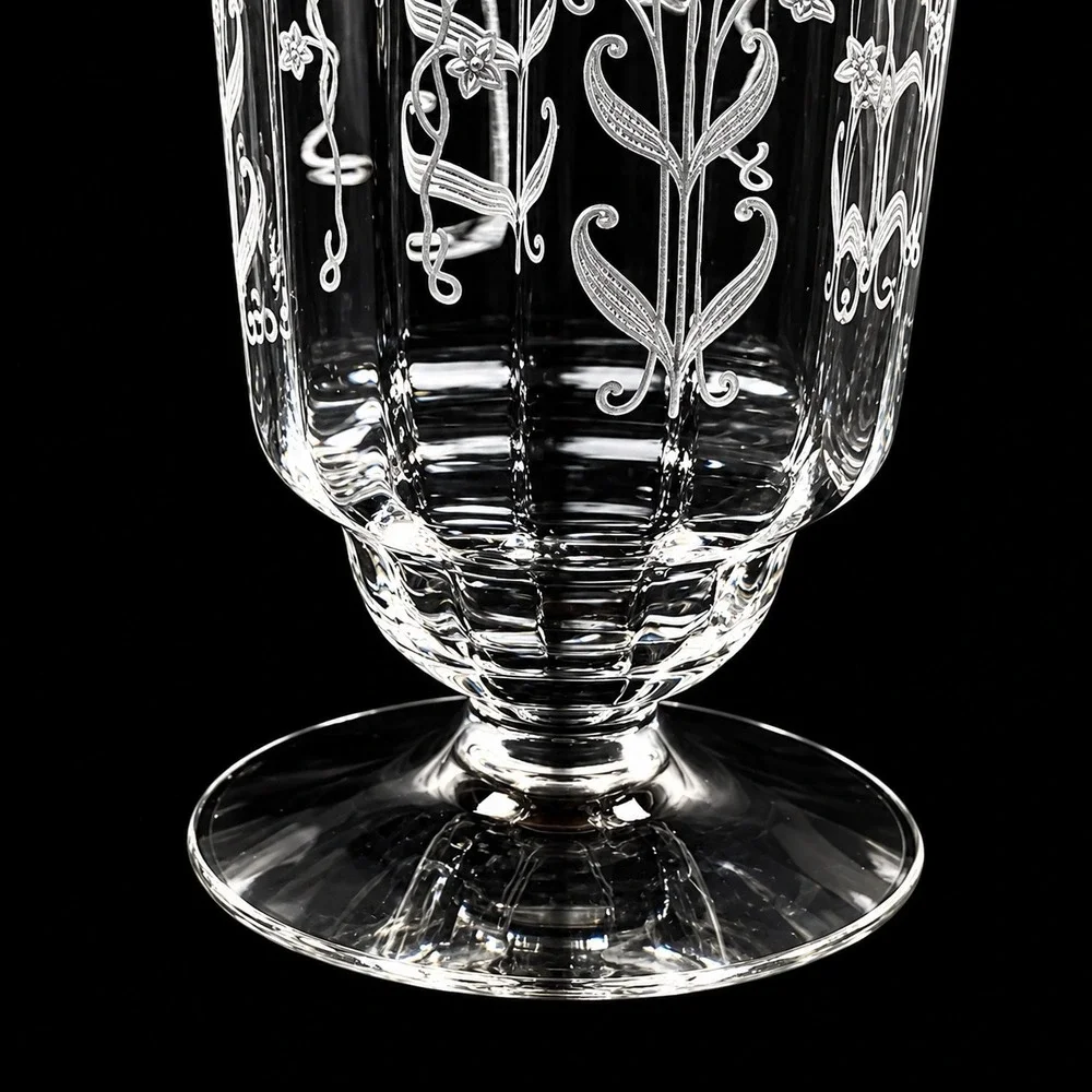 Fostoria Manor Crystal Iced Tea Glasses Set of 4 Etched Floral 1930s